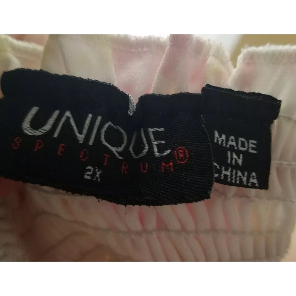 Unique Spectrum Women's Chifon Tank Top Abstract Floral Pink Orange White 2X - Picture 6 of 9